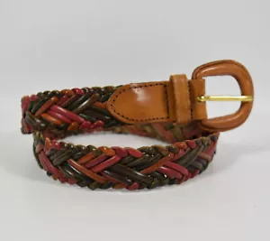 Multi Colored Braided Leather Belt With Leather Covered Buckle - Picture 1 of 5