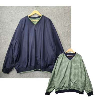 WALTER HAGEN Windbreaker Pullover Mens Large XL Navy Reversible Plaid Golf 25x29 - Image 1 of 4