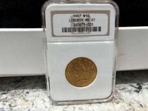 $10 1907 Liberty Gold Eagle NGC MS 61 Beautiful Specimen! - Picture 1 of 3