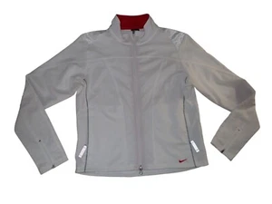 Nike Sphere Trockenlaufjacke Damen M 8-10 weiß rot sportlich Freizeit durchgehender Reißverschluss - Bild 1 von 8