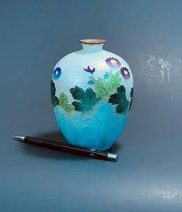 Very Rare and Beautiful Japanese Antique Ginbari Cloisonne Vase - Picture 1 of 12