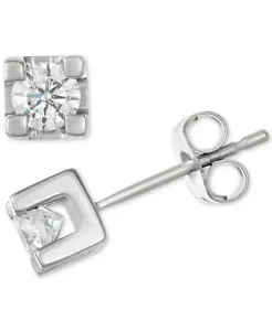 Diamond Square Setting Stud Earrings 1/2 CTTW 14k White Gold from Macy's - Picture 1 of 1