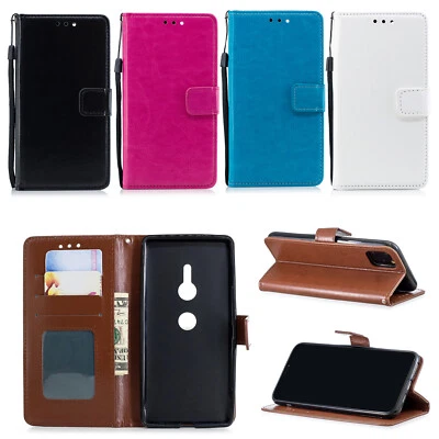 PU Leather Flip Wallet Case Cover For Sony Xperia L1 L2 XZ1 XZ2 XZ3 XA1 XA2 XA3 - Image 1 of 4