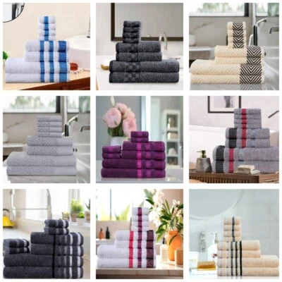 8 PCS TOWEL BALE SET 100% COMBED COTTON SOFT FACE HAND BATH TOWELS 600GSM UK  - Image 1 of 4