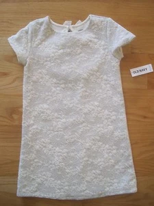 Girl OLD NAVY SILVER METALLIC GLITTER IVORY JACQUARD SHIFT DRESS NWT 5T - Picture 1 of 7