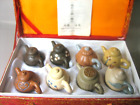 Set of 8 Chinese hand made miniature zisha - purple sand teapots NEW