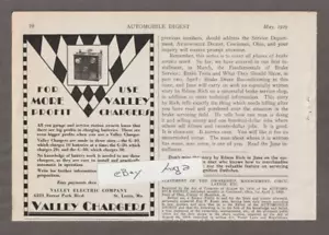 1929 VALLEY CHARGERS Mag AD~ELECTRIC/St. Louis~LITTLE GIANT HOIST/Steinke~Peoria - Picture 1 of 2
