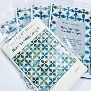 Blue Hawaiian Delight Laundry Basket Quilts PATTERN SET w/Foundation Paper Packs - Picture 1 of 10