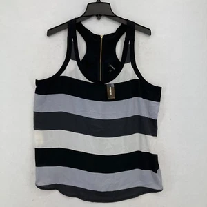 Express Babydoll Cami Tank Top Women's XL Black Striped Zip Up Casual Travel NWT - Picture 1 of 11