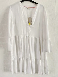 Boden White linen relaxed Dress size 12R . NEW - Picture 1 of 7