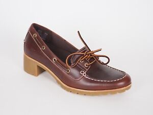 Womens Timberland Bergen 20625 Brown Leather 2 Eye Heeled Deck Boat Shoes