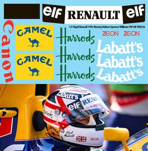 1/2 Decals per Nigel Mansell 1992 Missing Helmet TBD236 - Picture 1 of 3