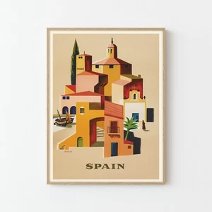 Póster publicitario de viaje vintage de España impresión de bellas artes | Decoración del hogar - Imagen 1 de 6