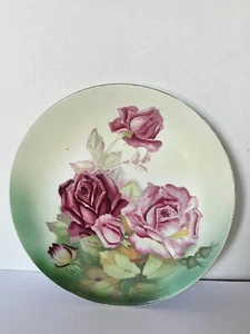 Plato rosa vintage pintado/firmado a mano arte real italiano 9,25" - Imagen 1 de 4