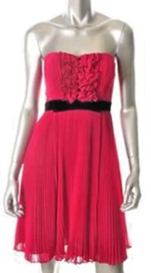 JILL STUART ~ Pink Chiffon Ruffled Sweetheart Pleated Party Dress 10 NEW $258 - Picture 1 of 8