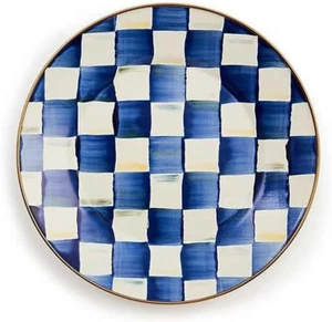 Enamel Dinner Plate, Decorative Dinnerware Plate, 10 Inches, Blue-And-White Roya - Picture 1 of 12