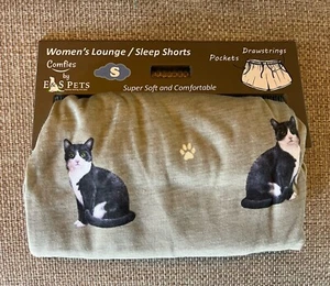 COMFIES WOMEN'S Size S Black & White Cats LOUNGE/SLEEP SHORTS New - Picture 1 of 4