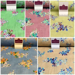 £6.50 Floral Silky Soft 100% Cotton Lawn Dress Fabric M1559 Mtex - Picture 1 of 45