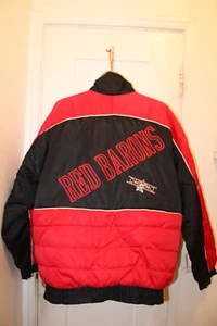PRO PLAYER Giacca Uomo L Nero Rosso Scranton Wilkes Barre Red Barons Puffer Vintage - Foto 1 di 12