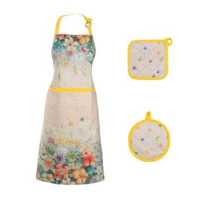 Set grembiule + presine Flora in Puro cotone K152 - Immagine 1 di 2