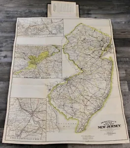 05/03.  Antique 1915 Mendenhall's Guide and New Jersey Cloth Backed Folding Map - Picture 1 of 15