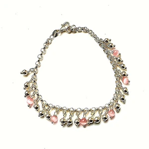 Brazalete de plata esterlina de cuarzo rosa y bola de plata con sello - CAJA DE REGALO - Imagen 1 de 2