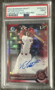 Victor Scott II 2022 Bowman chrome Draft Red 1st Auto 3/5