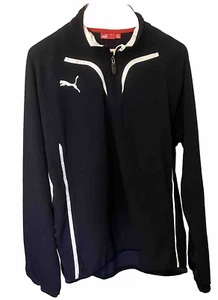 Puma Men's Lightweight Sweater 1/4 Zipper Black and white Athleisure - Picture 1 of 9