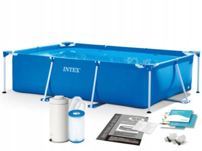3 in 1 INTEX Rechteck Frame Pool Swimmingpool Schwimmbad mit Filterpumpe 28271 - Bild 1 von 4