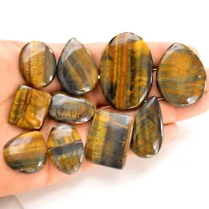 10Pcs 438Cts Natural Tiger Eye Cabochon Loose Gemstone Lot 25x23-47x31mm#14297 - Picture 1 of 6