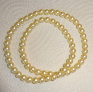 PRECIOUSA Czech Glass Pearls 3289 - 16 inch Strand - Size 6mm - Cream - Picture 1 of 2