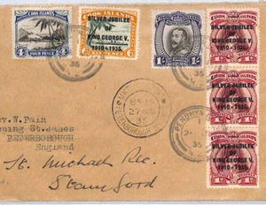 COOK ISLANDS Cover KGV Silver Jubilee Penrhyn GB Stamford Forwarded 1935 YJ18 - Picture 1 of 9