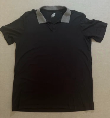 Camisa polo masculina Raffi adulto grande preta logotipo manga curta botão golfista. - Imagem 1 de 4