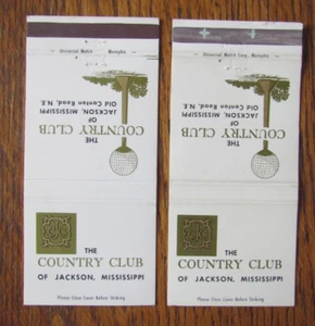 COUNTRY CLUB OF JACKSON, MISSISSIPPI GOLF CLUB MATCHBOOK COVERS MATCHCOVERS -B11 - Picture 1 of 3