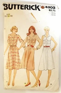 Butterick Vintage Cut Pattern 4202 Dress Chest Pockets Elastic Waist 12-14 - Picture 1 of 3