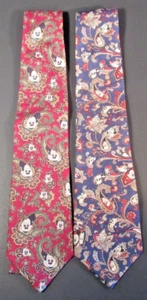 Vtg Lot 2 Balancine Disney Mickey Mouse 100% Silk Neck Tie Red & Blue Paisley - Picture 1 of 6