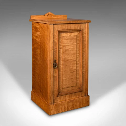 Antique Nightstand, Scottish, Satinwood, Cabinet, Pot Cupboard, Victorian, 1890 Cover