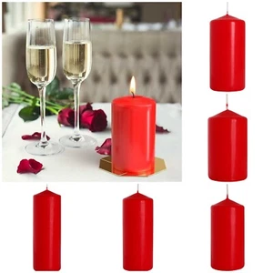 Red Pillar Candles - High Quality Large Unscented Long Burn Wax - Picture 1 of 7