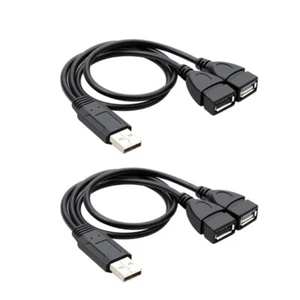 USB Splitter USB 2.0 Y Splitter Charger Cable 1 Male to 2 Female Power Cord - Photo 1/8
