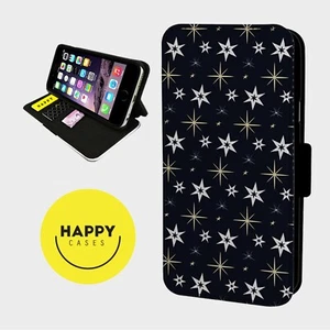 TWINKLE STAR STARRY NIGHT - Faux Leather Flip Phone Case Cover- iPhone/Samsung - Picture 1 of 5