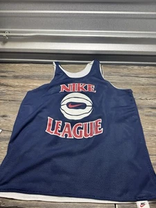 Vintage Nike League Jersey Tank Top Sz Xl #9Basketball Blue White Reversible 90s - Picture 1 of 8