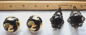 Vintage estate jewelry Lot Of 2 Pair Large Chunky Statement Clip Earrings - Picture 1 of 8