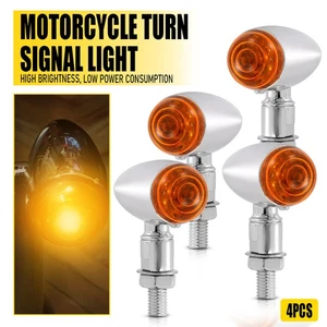 4pcs For Suzuki C50 Boulevard C90 M50 Amber Signal Turn Lights Chrome Universal - Picture 1 of 12