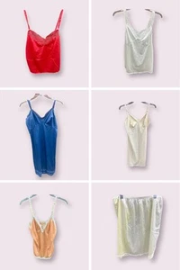 VINTAGE LINGERIE LOT - Slips, Camis, Gowns -NYLON LACE GLAM USA - Picture 1 of 8