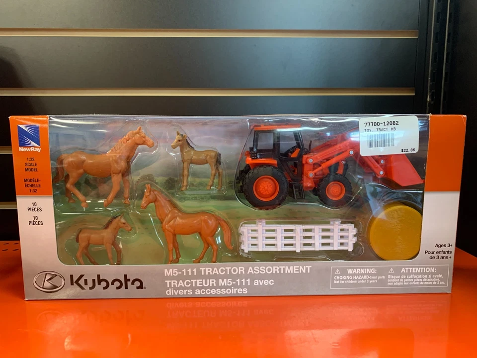 77700-12082 1:32 Kubota Tractor with Front Loader & Horses - Image 1 of 1