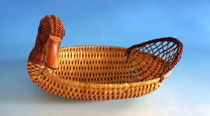Vintage Korb Ostern Eierkorb Bastkorb Ente Deko Osterkorb Dekokorb  (F025-1177) - Bild 1 von 4