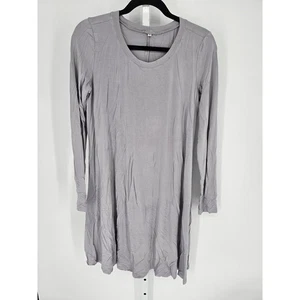 Women's Gray Scoop-neck Long Sleeve Pullover Knee Length Dress Size L - Picture 1 of 4