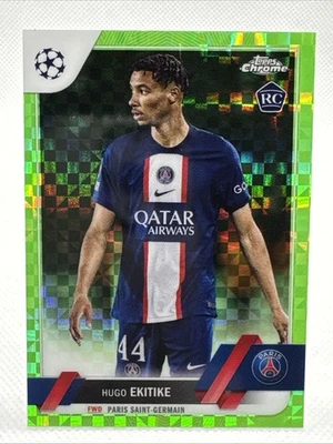 2022-23 Topps Chrome UEFA #125 Hugo Ekitike Neon Green X-Fractor /399 Rookie PSG - Image 1 of 2