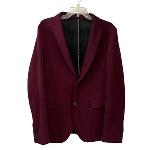 J.Ferrar Stretch Slim Fit Knit Burgundy Blazer Sport Coat Mens 38/40R - Picture 1 of 8