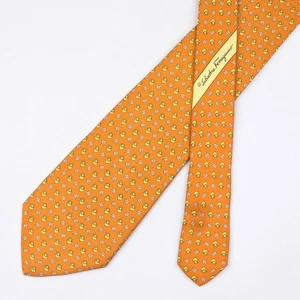 Salvatore Ferragamo Tie Silk Necktie Radish on Orange - Picture 1 of 7